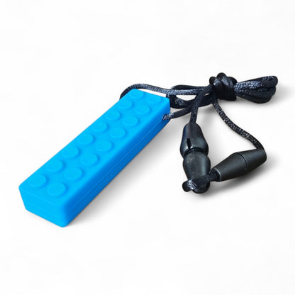 Blue rectangular device with black handles on a white background