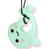 Mint green character with a sad expression on a white background