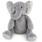 Plush elephant toy on a white background