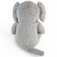 Gray textured plush elephant toy on a white background