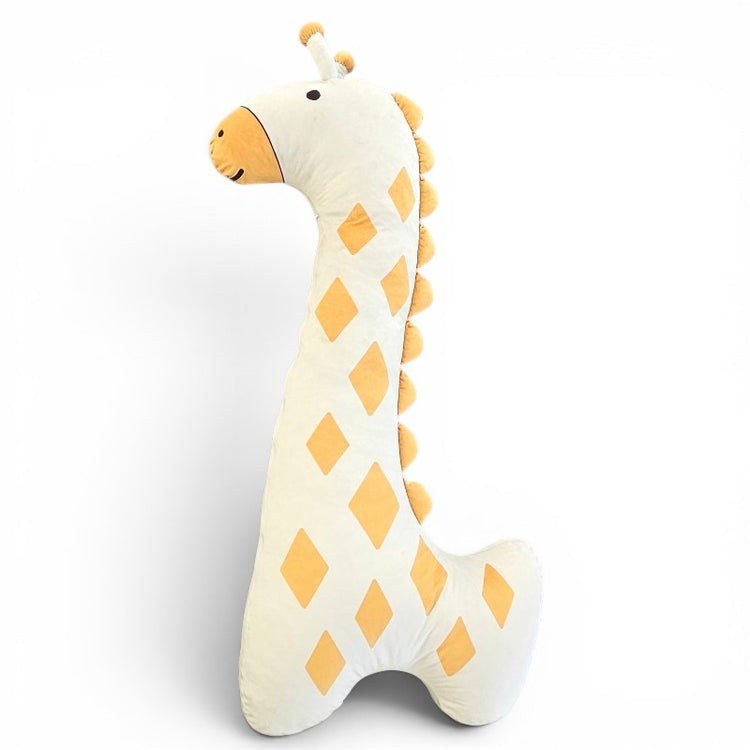 Plush giraffe toy on a white background