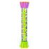 Clear glitter fountain spiral tube with a green internal spiral, green base and purple top.