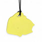 Yellow lemon-shaped car air freshener on a white background