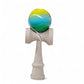 Wooden kendama with a colorful ball on a white background