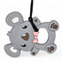 Gray mouse-shaped keychain with a pink bow on a white background