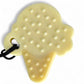 Ice cream cone-shaped object with a textured surface on a white background