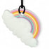Colorful rainbow-shaped object on a white background