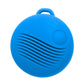 Blue silicone keychain with textured surface on a white background