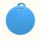 Blue round keychain tag with a handle on a white background