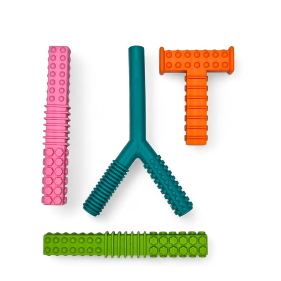 Set of colorful textured tools on a white background