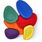 Colorful textured oval-shaped objects on a white background
