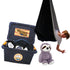 A collection of sensory integration therapy tools including a sensory space swing, a weighted lap pad, weighted huggers, a wobble cushion, shh muffs, a wooden balance stone, a rad hands roller, stretchy strings, a rainbow puzzle ball, and a pencil grip, displayed in a heavy-duty box with a child playing with a swing in the background.